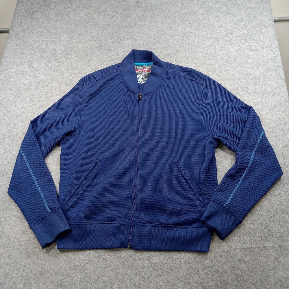 Robert Graham Jacket Mens Medium Blue Full‎ Zip Knit Bomber Sweater Track Casual